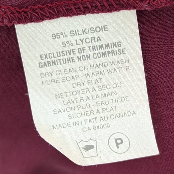 VTG 00s Y2K Christine Wine Red Silk Black Floral Lace Babydoll Slip Cami Top - Picture 8 of 8